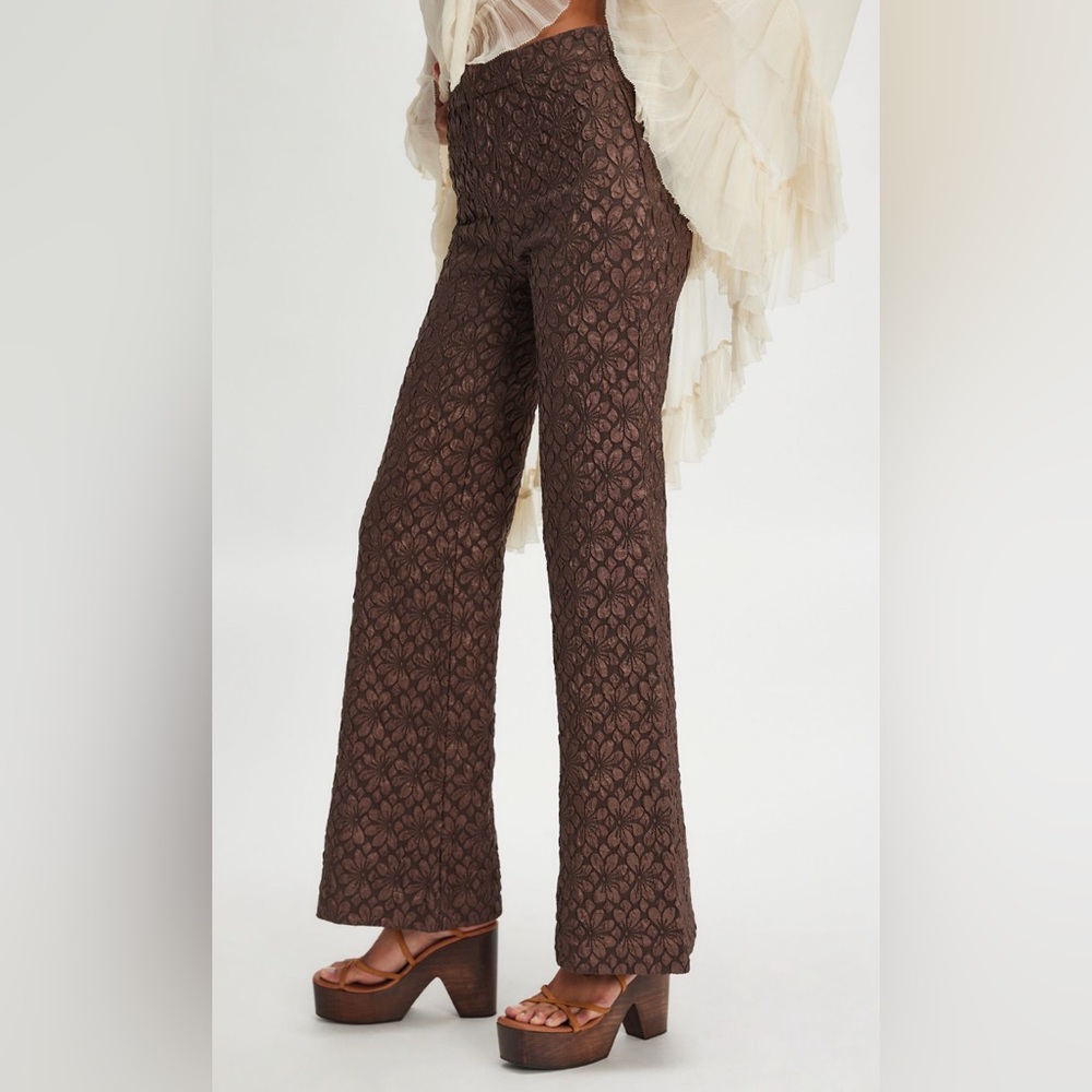 Free People Brown Patterned Flare Pants
